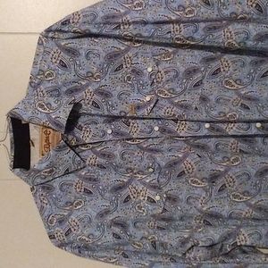 Mens Rafter Blue Paisley Casual Button Down Long Sleeve Shirt